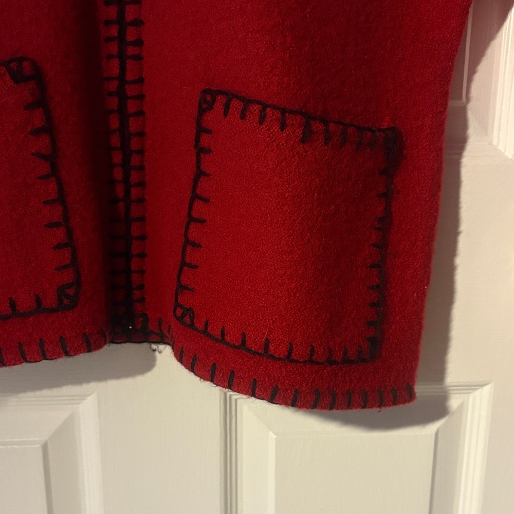 Worthington Red Boiled Wool Jacket with Black Stitching - Picture 5 of 8